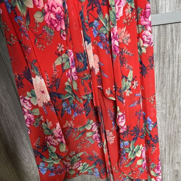 Eliza J Dress High Low Halter Top Red Color Floral Print Size 4 - Picture 4 of 8